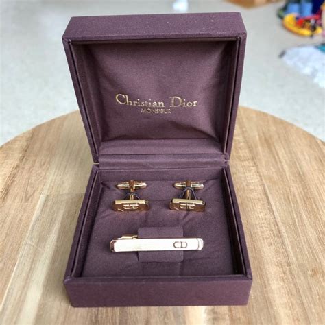 dior gold plated cufflinks|christian Dior monsieur tie.